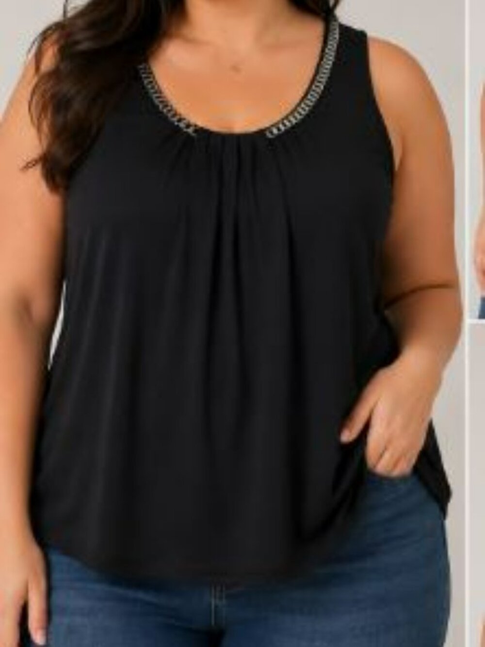 Alfani Sleeveless Black Chain-Trim Top – Size 1X – NWT